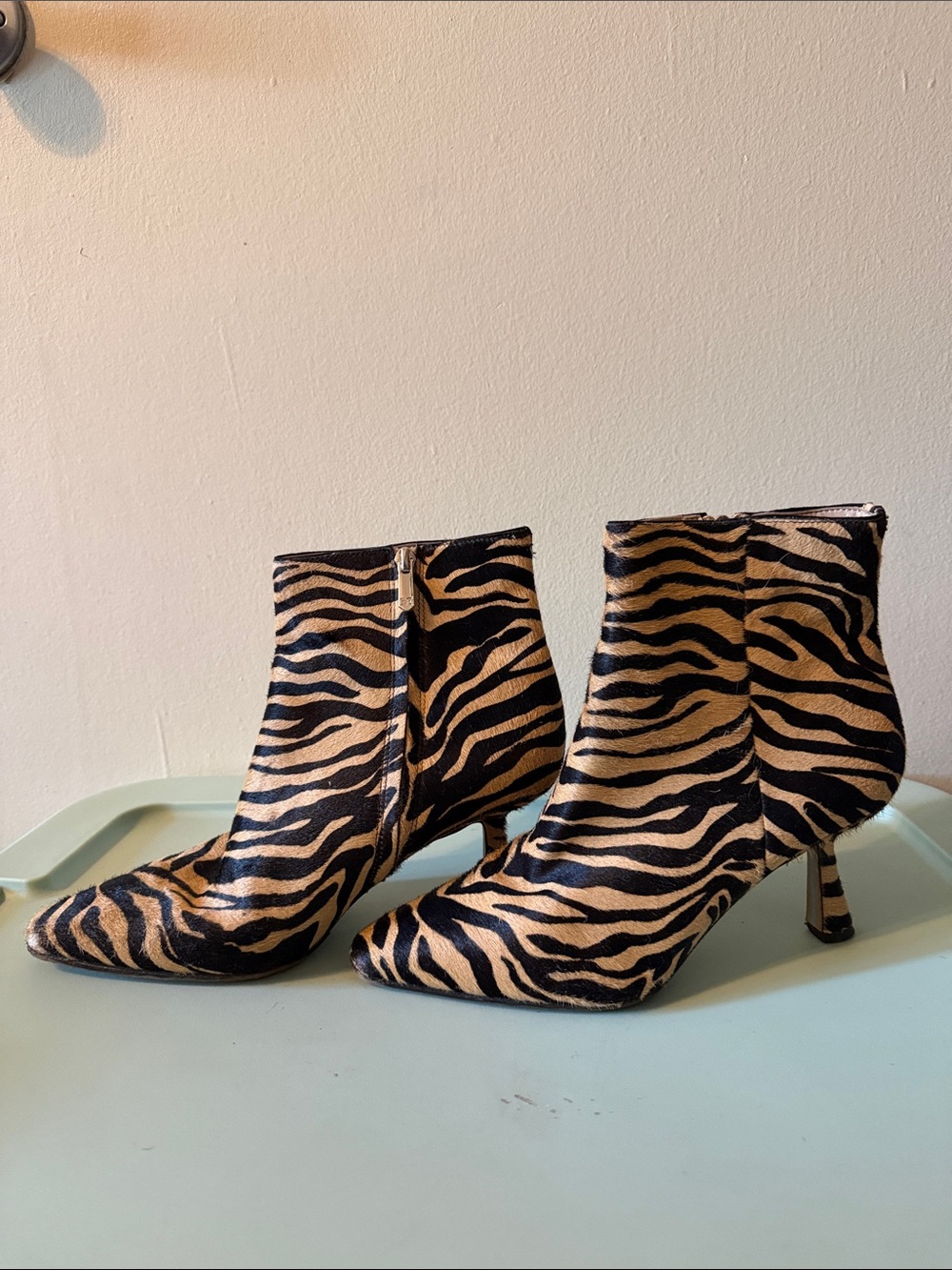 Sam Edelman Zebra-Print Ankle Boots - Black and Tan